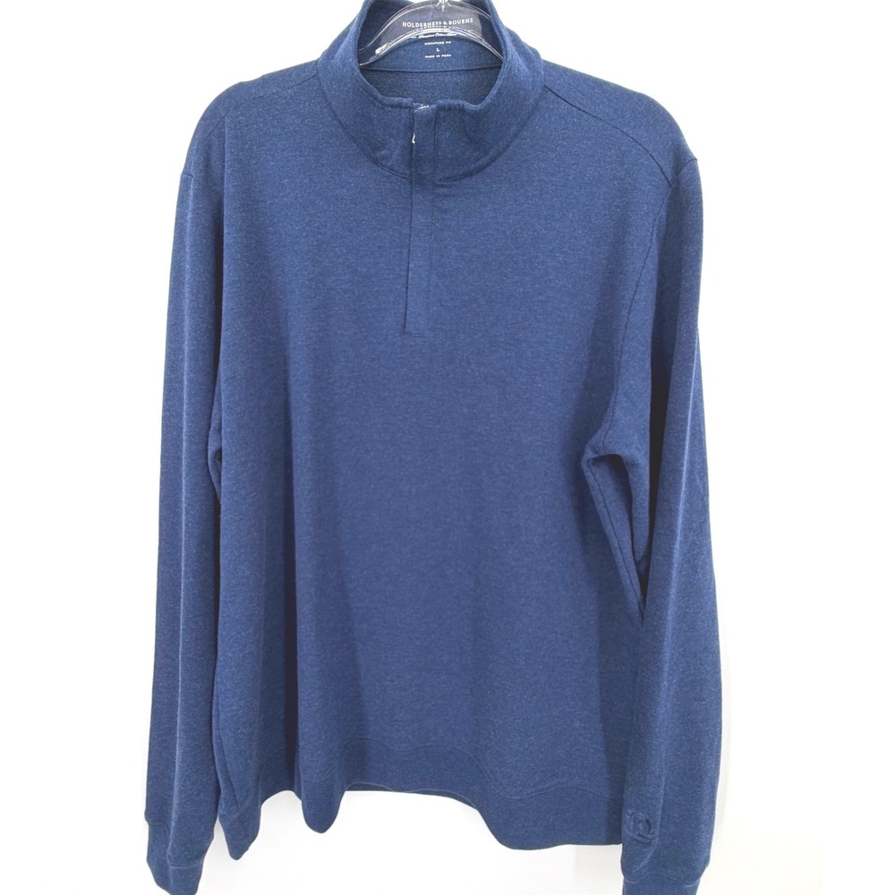 Holderness & Bourne The Harper Quarter Zip Blue Men's L Heathered Atlantic